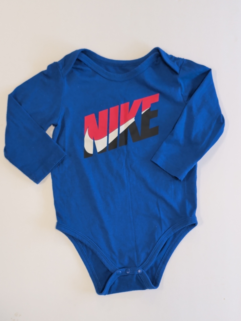 Nike Royal Blue Long-Sleeve Baby Bodysuit with Tri-Color Logo